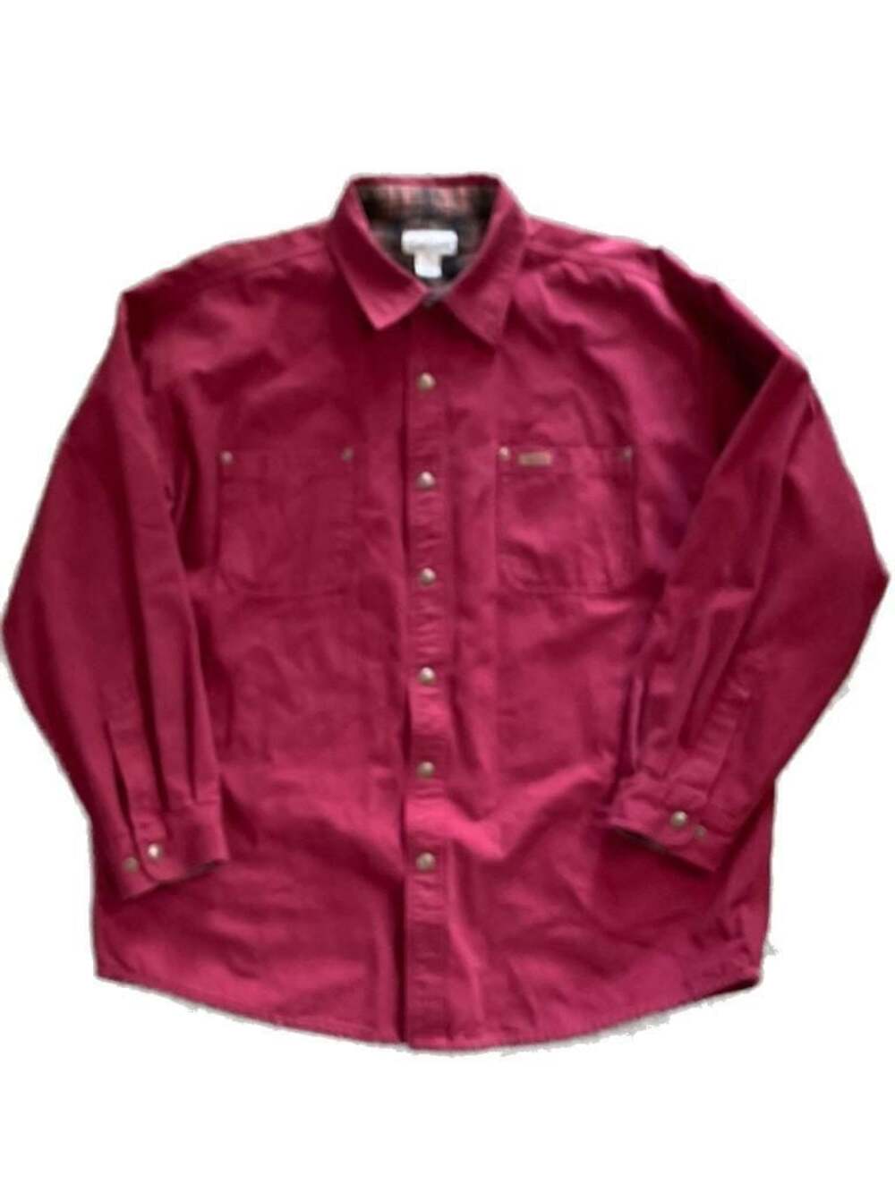 Carhartt S96DKR Flannel-Lined Rugged Canvas Shirt Jacket in Dark Red